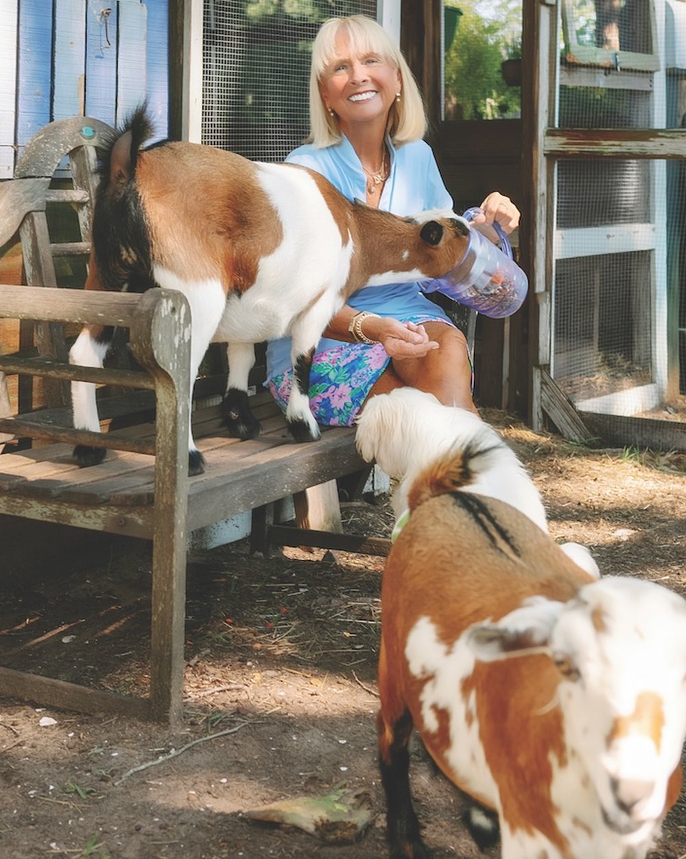 Dr. Debi Lynes with her goats